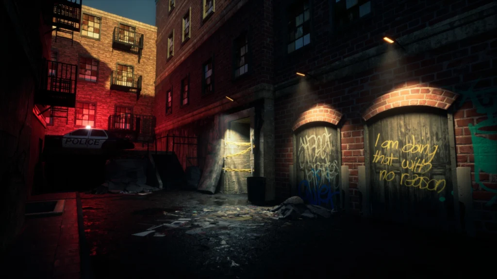 Fanowski remake 3D sceny zbrodni z gry Condemned: Criminal Origins – zaawansowane oświetlenie i mroczny level art.