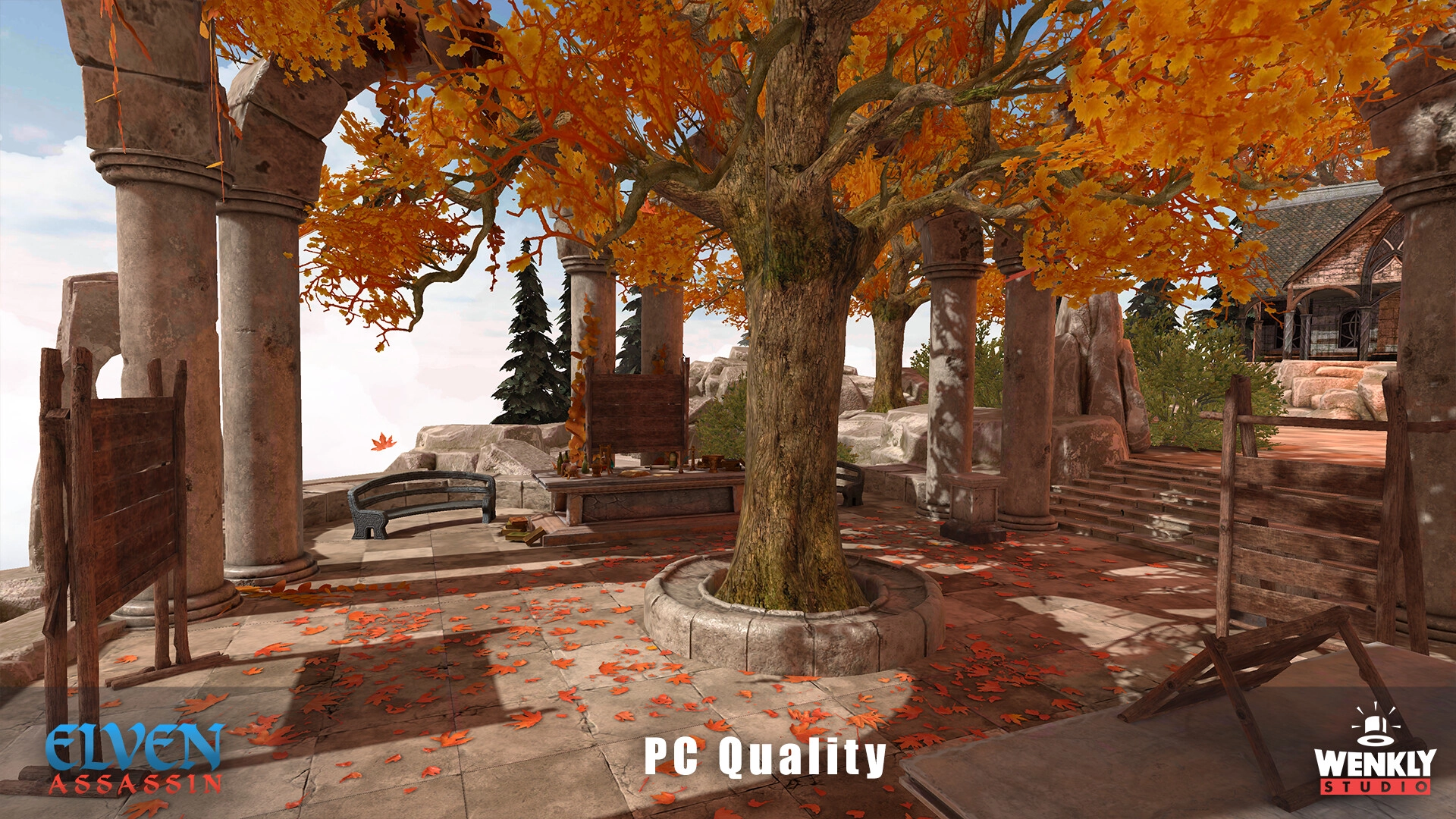 Optymalizacja 3D i projektowanie środowiska menu głównego dla gry VR Elven Assassin na gogle Meta Quest 1 i Quest 2.